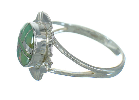 Southwestern Opal Turquoise Inlay Genuine Sterling Silver Ring Size 5-1/2 WX73769